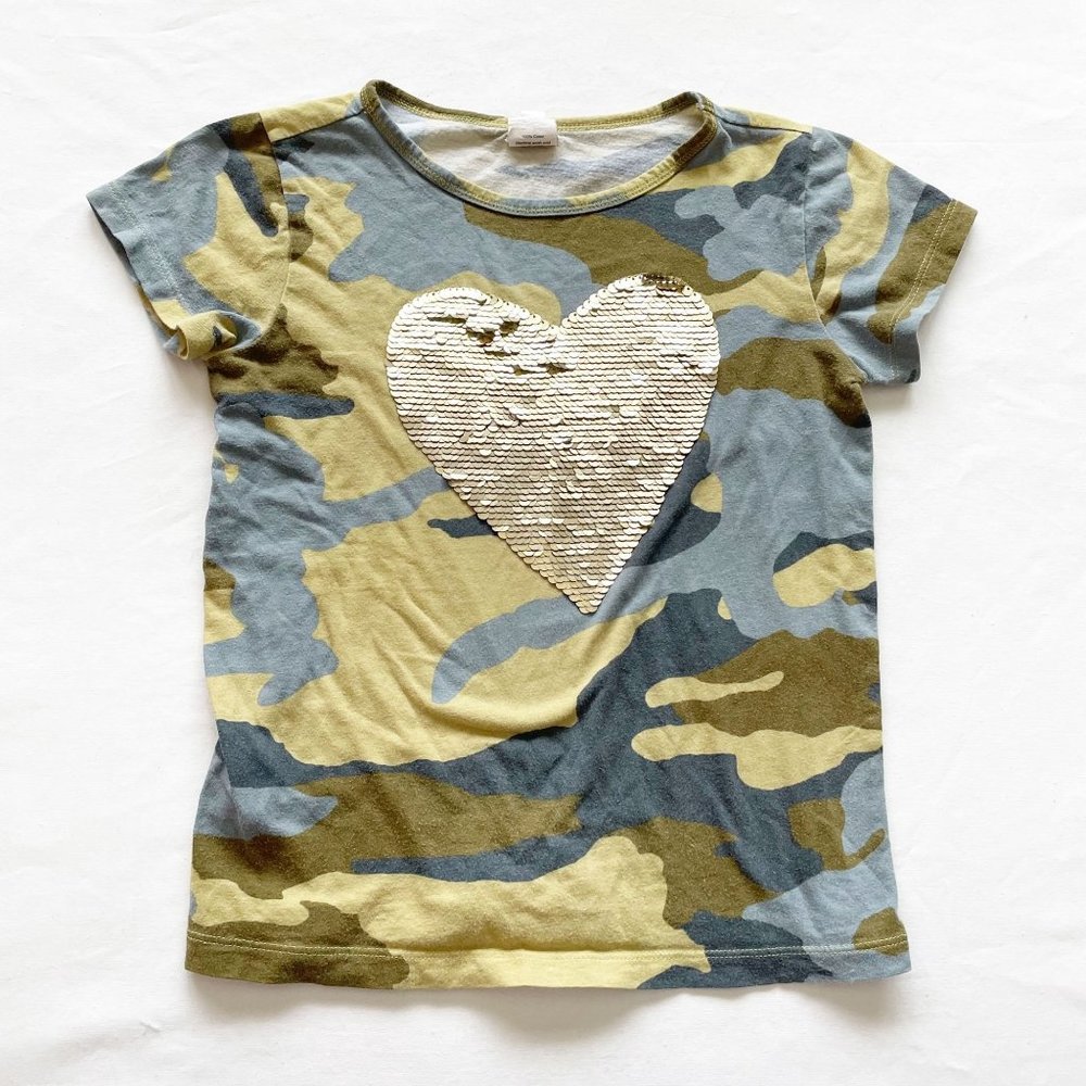 Crewcuts Camo Heart Flip Sequins Shirt size 6/7